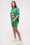 Comfiest Cotton Round Neck Top & Biker Shorts Set- IN STOCK