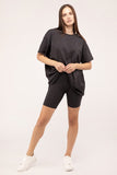 Comfiest Cotton Round Neck Top & Biker Shorts Set- IN STOCK