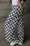 Checkered Wide Leg Pants Preorder