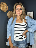 PREORDER Goes Like This Striped Straight Neck Cami