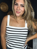 PREORDER Goes Like This Striped Straight Neck Cami