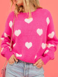 Heart Round Neck Drop Shoulder Sweater Preorder
