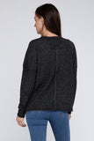 Ribbed Brushed Melange Hacci Sweater Pocket PREORDER