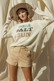 Round Neck Long Sleeve Sea Salt Sun Sweater