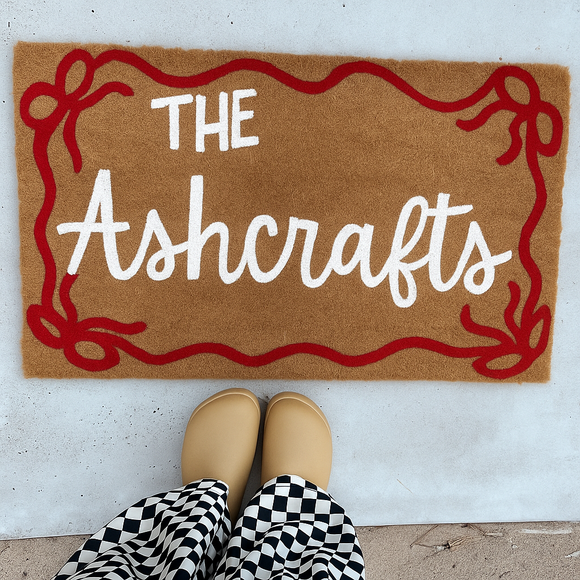 Personalized Christmas Bow Doormat