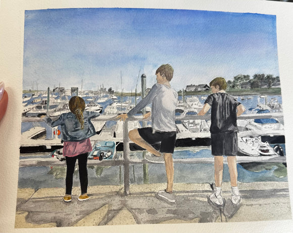 Personalized Portrait Watercolor by Lindsey Ashcraft