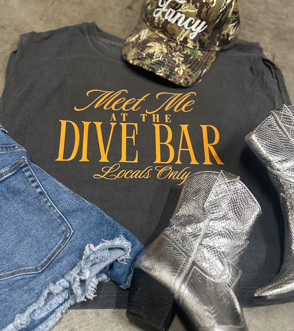 Meet Me at the Dive Bar Muscle Cut Graphic Tee