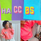 Neon Embroidered 3D Initials Comfort Colors Pocket Tee PREORDER