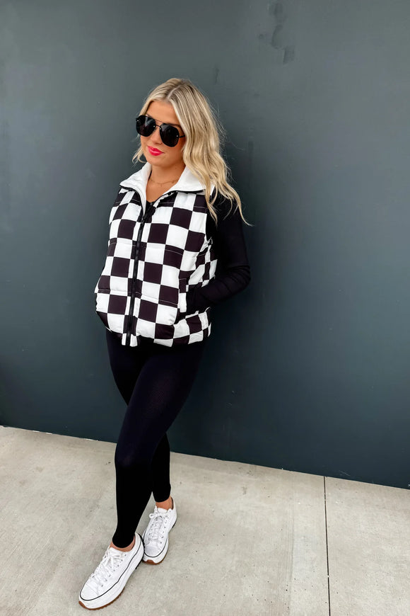 Bold Checkered Puff Vest PREORDER