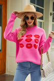 Lips Graphic Slit Dropped Shoulder Sweater Preorder