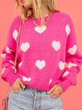 Heart Round Neck Drop Shoulder Sweater Preorder